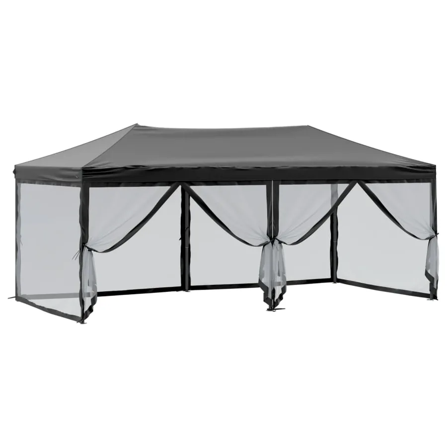 Tente de réception pliable avec parois Noir 3x6 m - 6