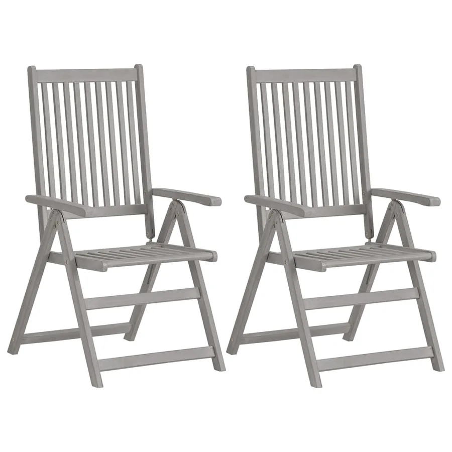 Chaises inclinables de jardin lot de 2 et coussins Bois acacia - 2