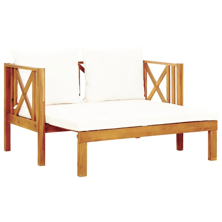 Banc de jardin 2 places et coussins 122 cm Bois d'acacia massif - 3