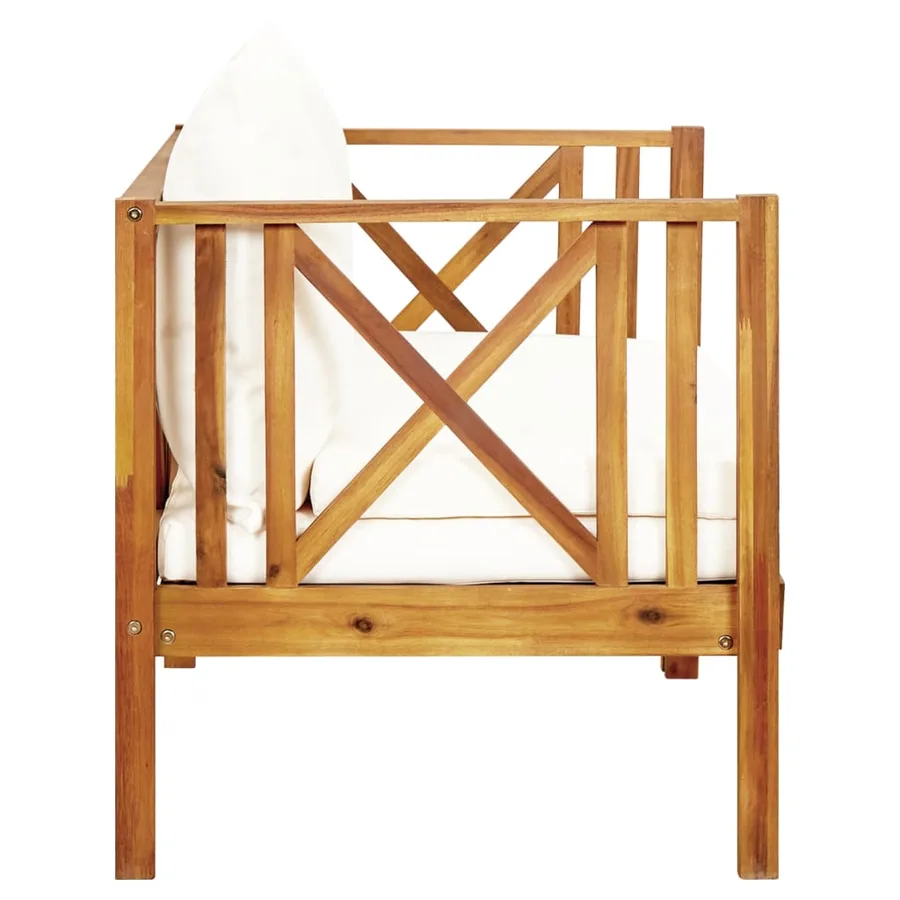 Banc de jardin 2 places et coussins 122 cm Bois d'acacia massif - 4