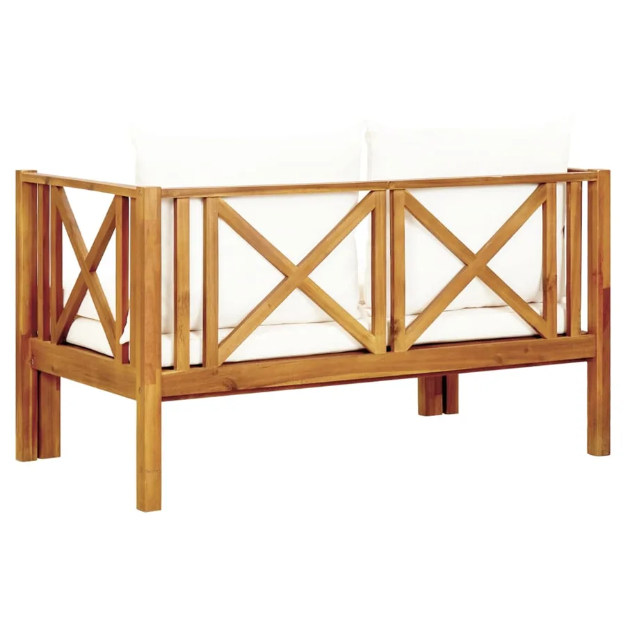 Banc de jardin 2 places et coussins 122 cm Bois d'acacia massif - 5