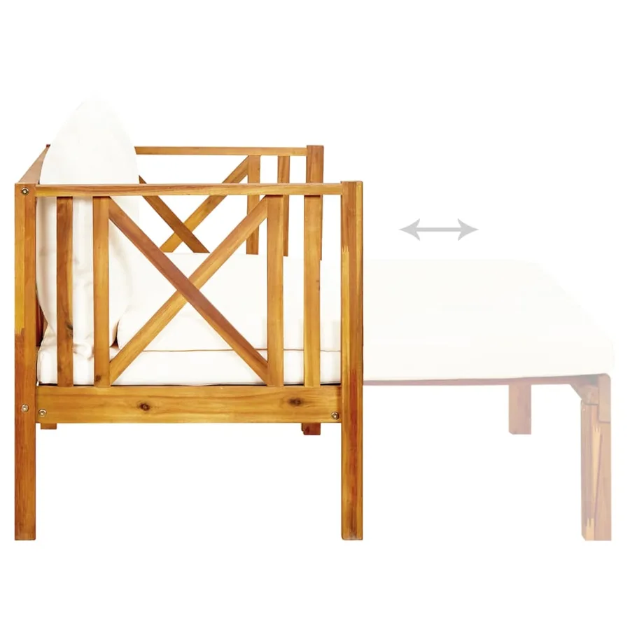 Banc de jardin 2 places et coussins 122 cm Bois d'acacia massif - 6