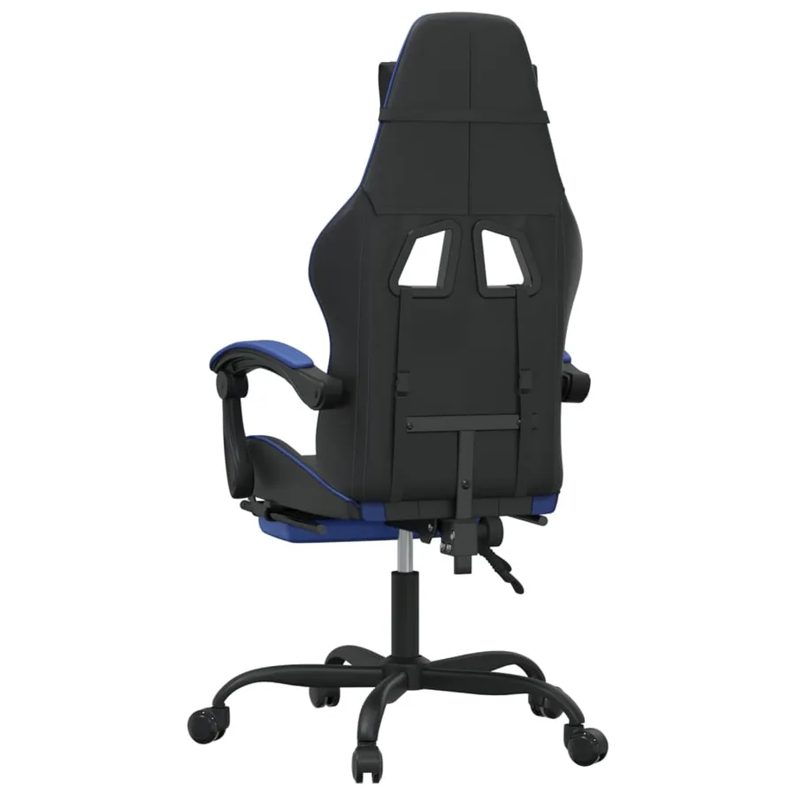 Chaise de jeu pivotante et repose-pied Noir et bleu Similicuir - 5