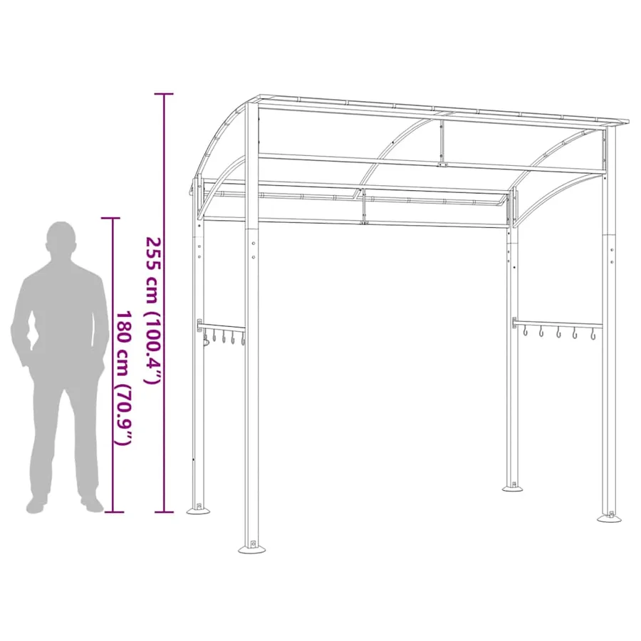 Belvédère de barbecue 215x150x220 cm Anthracite Acier - 7