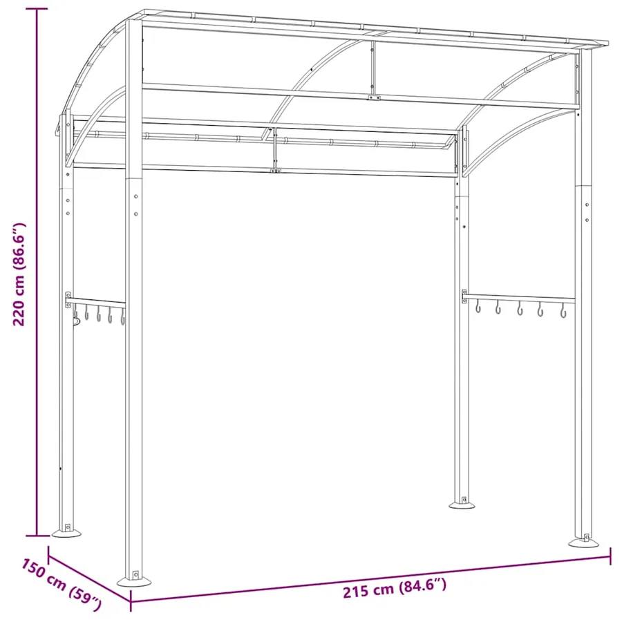 Belvédère de barbecue 215x150x220 cm Anthracite Acier - 8