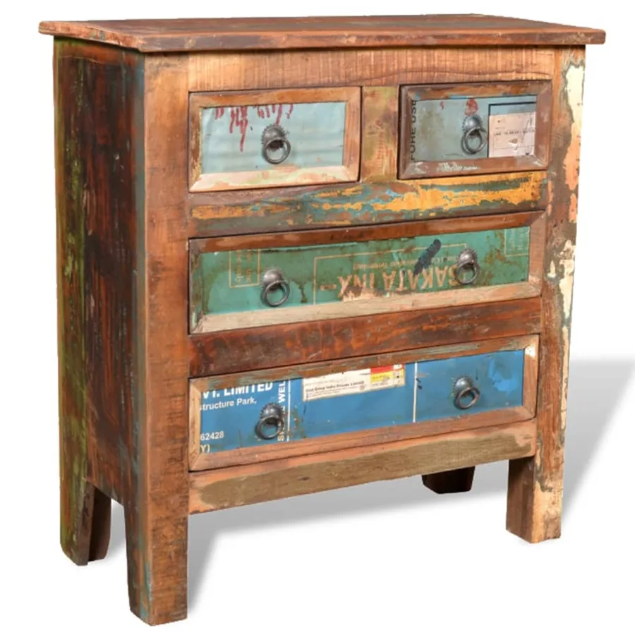Armoire avec 4 tiroirs Bois massif de récupération - 10