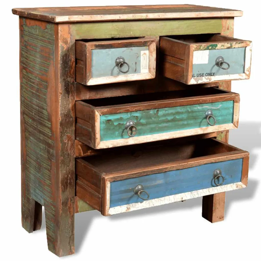 Armoire avec 4 tiroirs Bois massif de récupération - 4