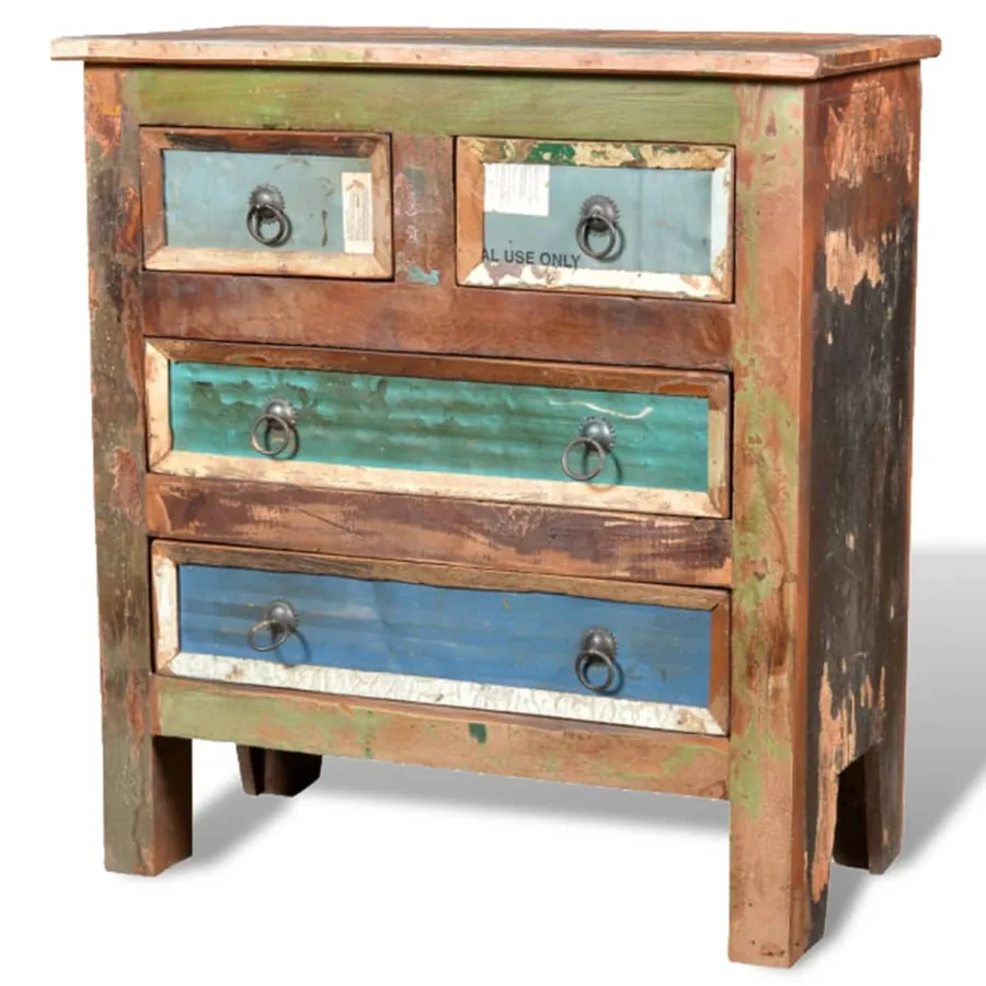 Armoire avec 4 tiroirs Bois massif de récupération - 5