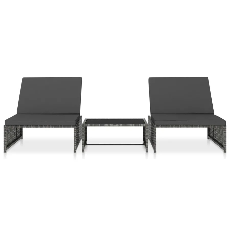 Chaises inclinables de jardin lot de 2 et table résine tressée - 2