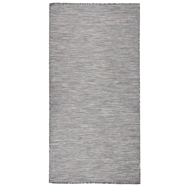 Tapis à tissage plat d'extérieur 100x200 cm Marron et bleu