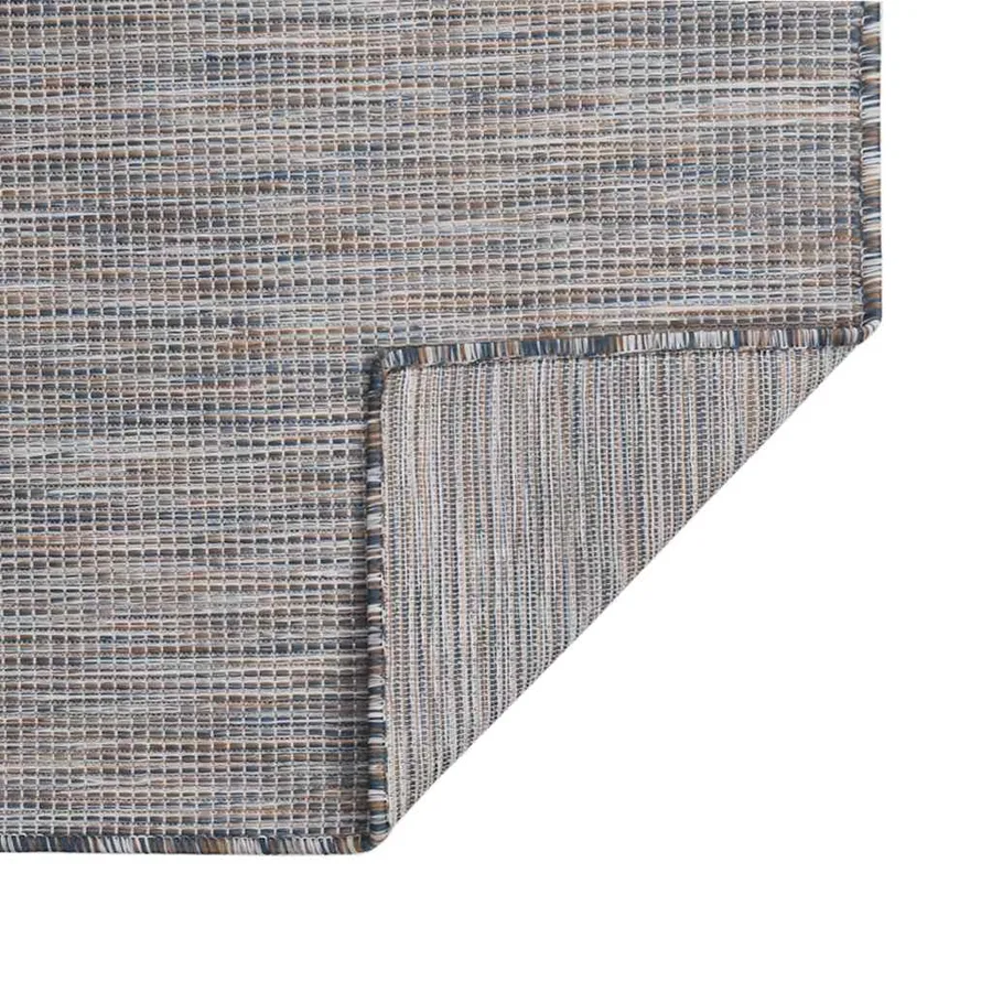 Tapis à tissage plat d'extérieur 100x200 cm Marron et bleu - 2