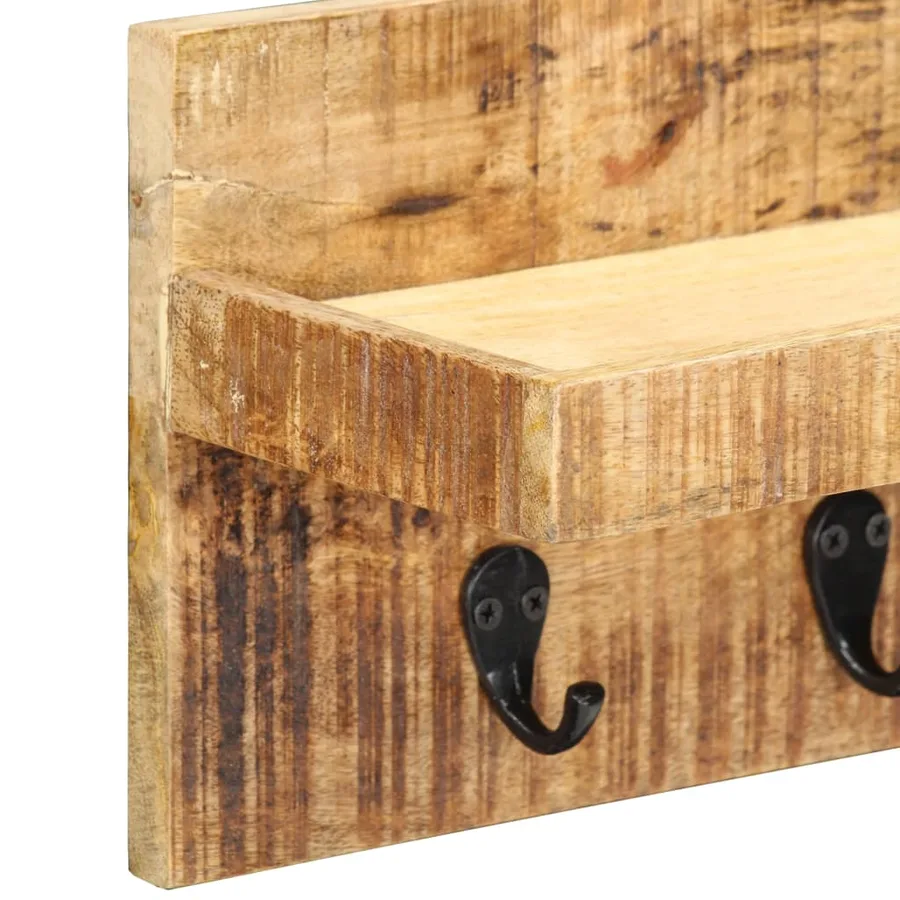 Porte-manteau mural 60x15x20 cm Bois de manguier brut solide - 4