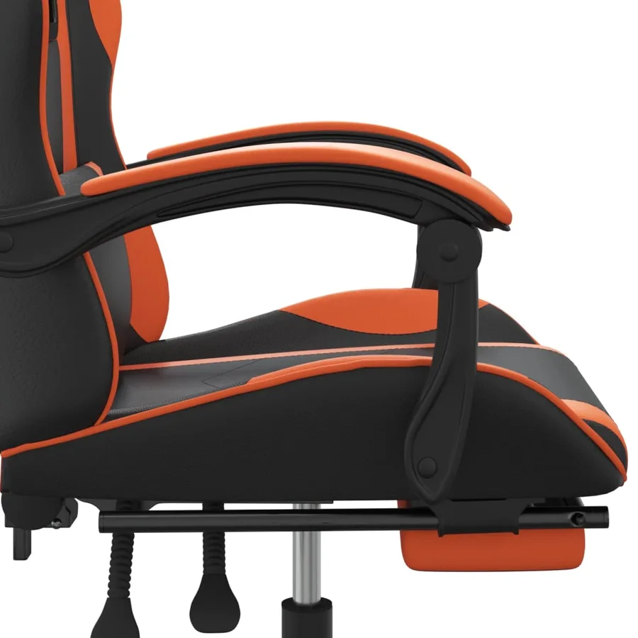 Chaise de jeu avec repose-pied Noir et orange Similicuir - 10