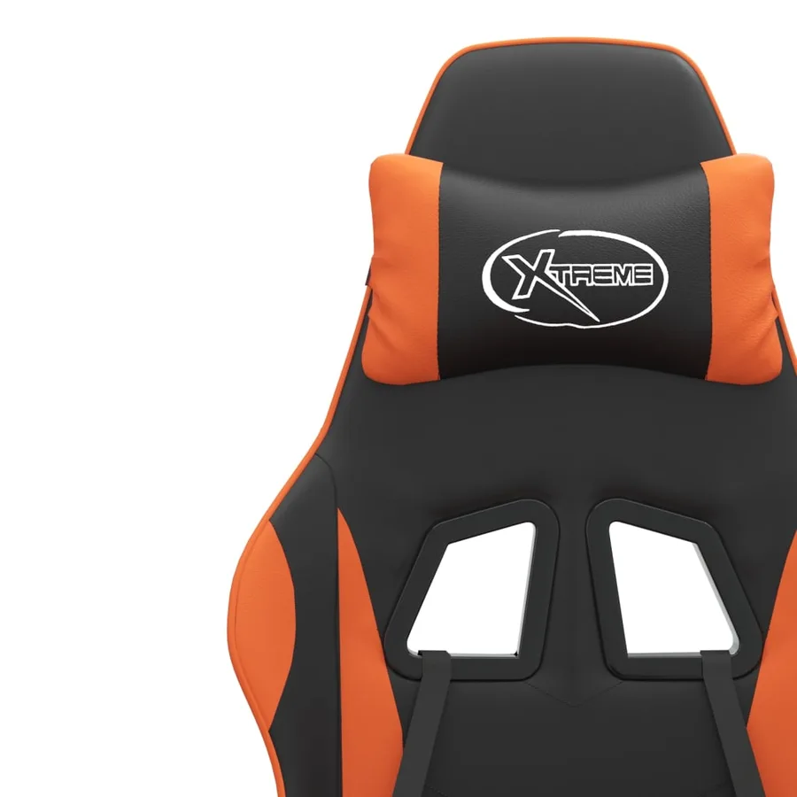 Chaise de jeu avec repose-pied Noir et orange Similicuir - 12