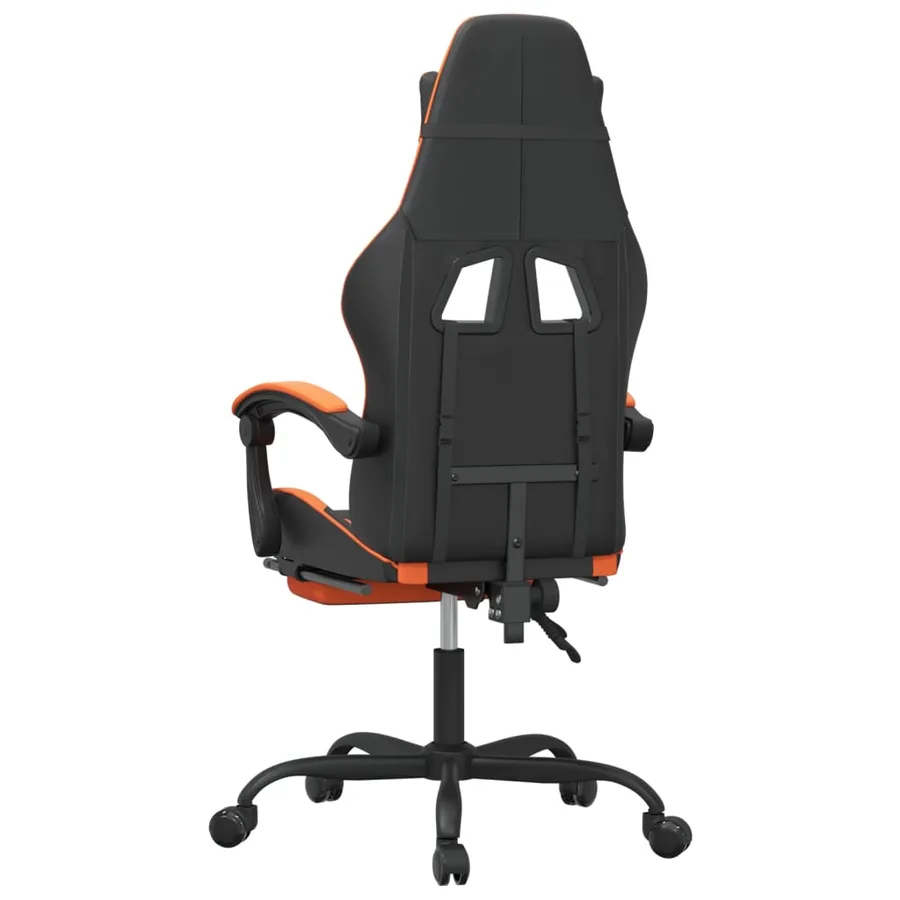 Chaise de jeu avec repose-pied Noir et orange Similicuir - 5