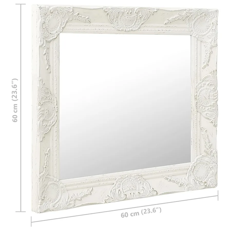 Miroir mural style baroque 60x60 cm Blanc - 6