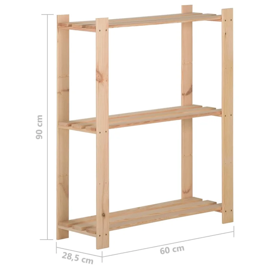 Étagère de stockage 3 niveaux 60x28,5x90 cm Bois de pin massif - 6