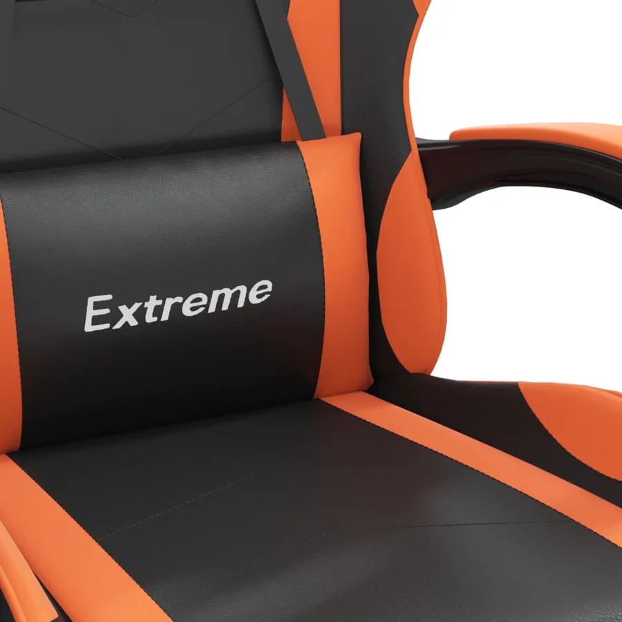 Chaise de jeu pivotante repose-pied Noir et orange Similicuir - 7