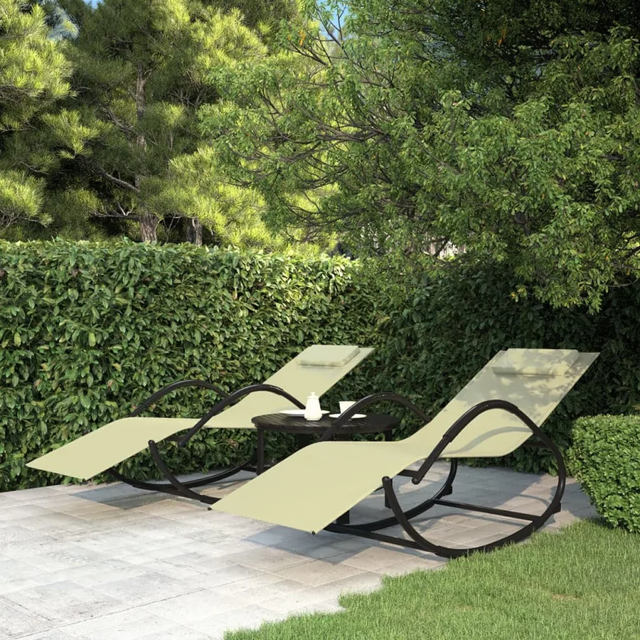Chaises longues à bascule 2 pcs Gris Acier et textilène - 15