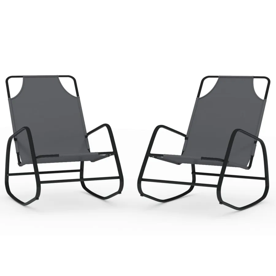 Chaises longues à bascule 2 pcs Gris Acier et textilène - 2