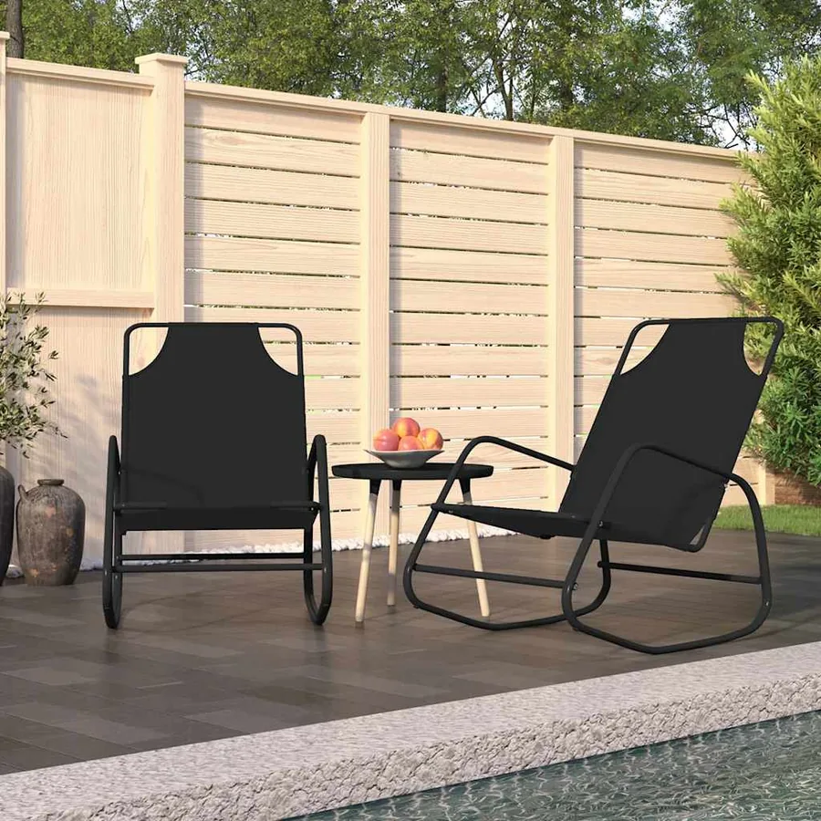 Chaises longues à bascule 2 pcs Gris Acier et textilène - 22