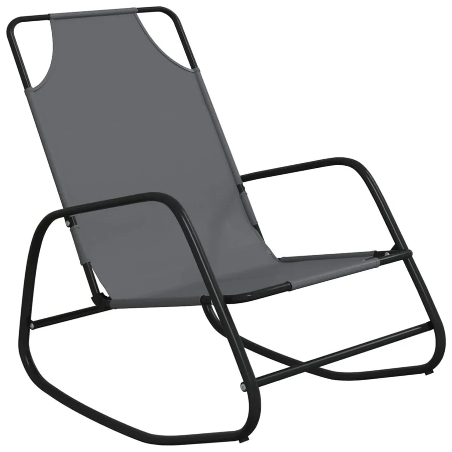 Chaises longues à bascule 2 pcs Gris Acier et textilène - 3