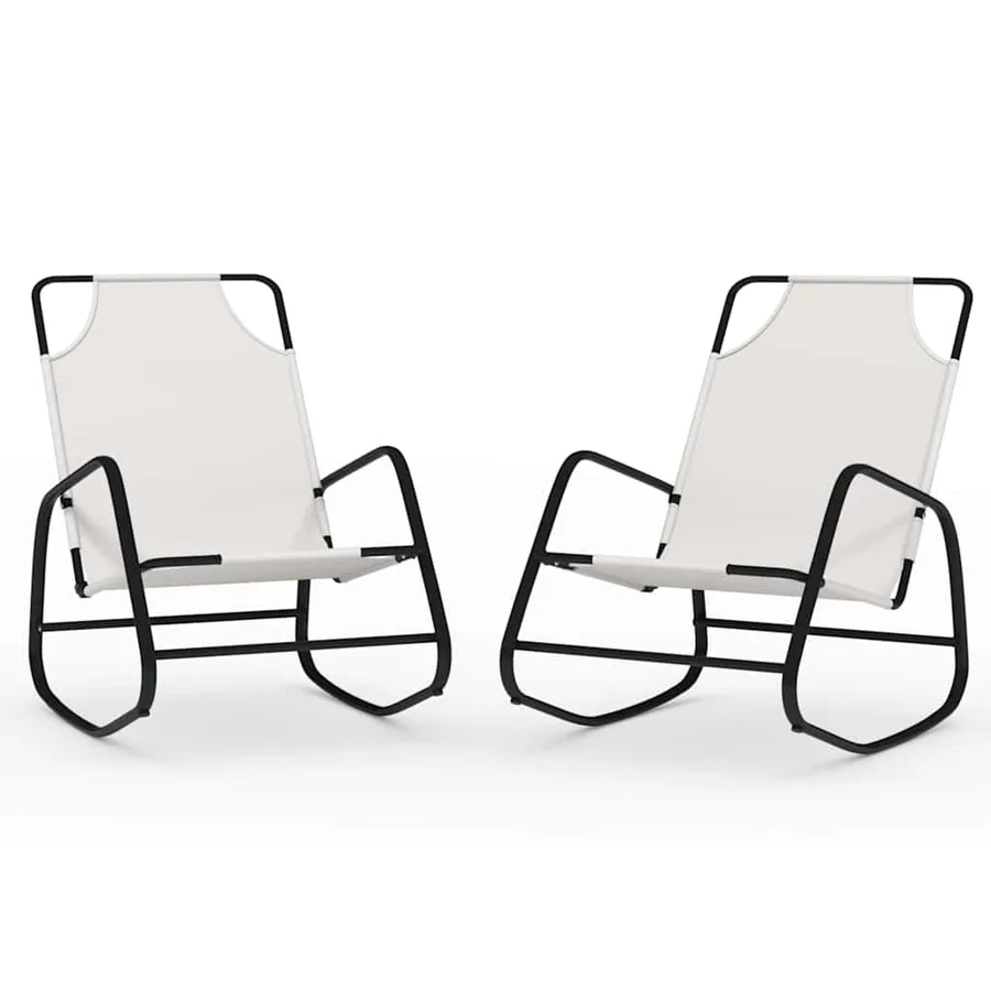 Chaises longues à bascule 2 pcs Gris Acier et textilène - 30