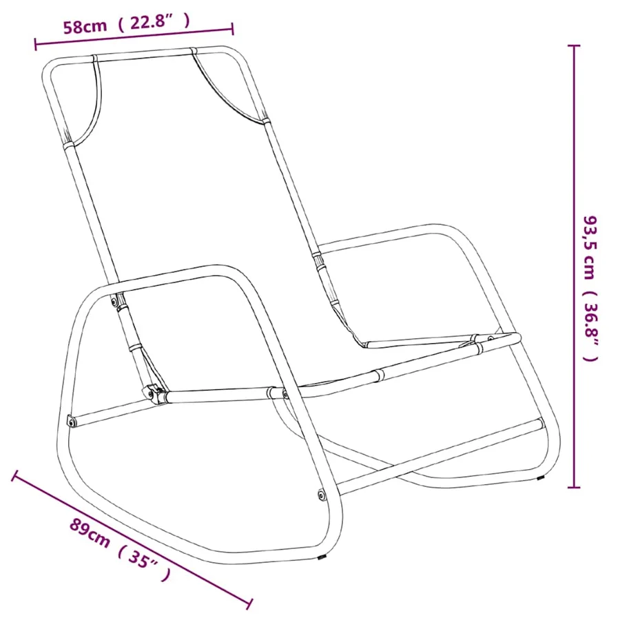 Chaises longues à bascule 2 pcs Gris Acier et textilène - 33