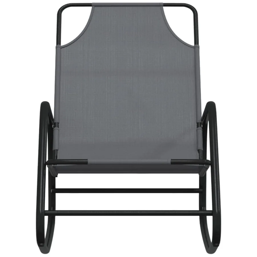 Chaises longues à bascule 2 pcs Gris Acier et textilène - 4