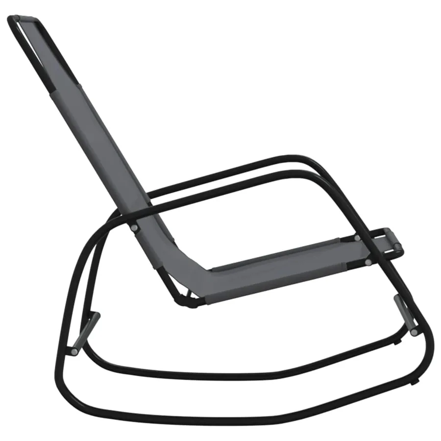 Chaises longues à bascule 2 pcs Gris Acier et textilène - 5