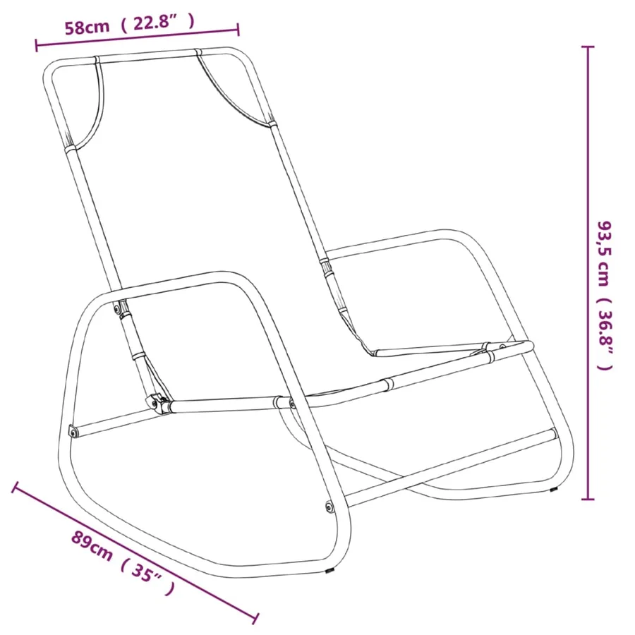 Chaises longues à bascule 2 pcs Gris Acier et textilène - 7