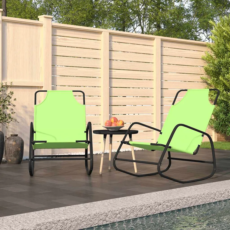 Chaises longues à bascule 2 pcs Gris Acier et textilène - 8