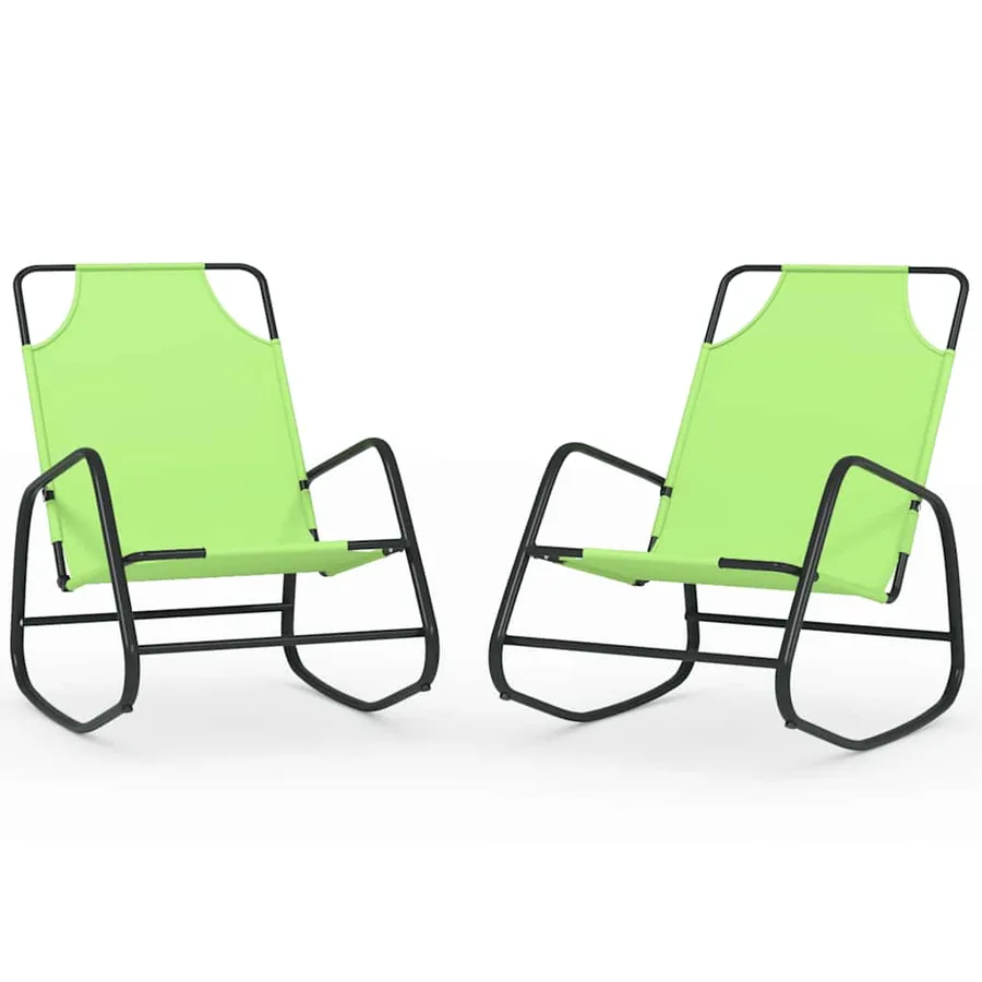 Chaises longues à bascule 2 pcs Gris Acier et textilène - 9