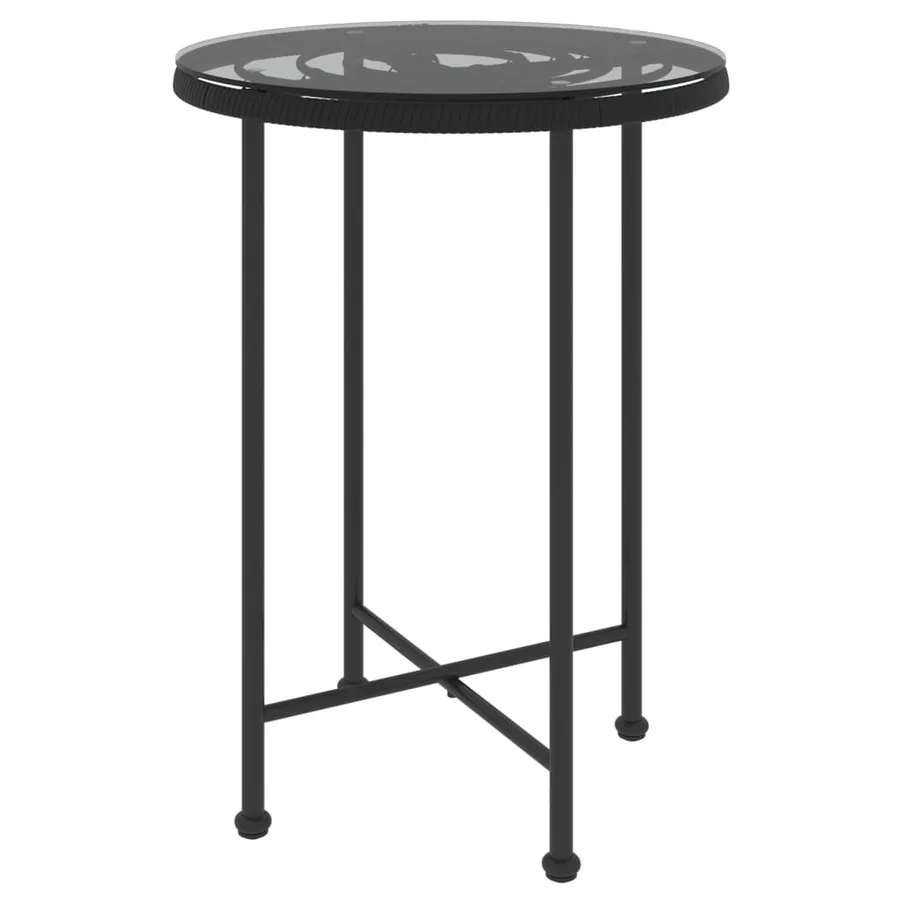 Table de salle à manger Noir Ø55 cm Verre trempé et acier - 2