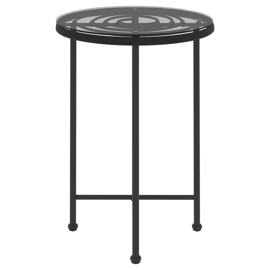 Table de salle à manger Noir Ø55 cm Verre trempé et acier - 3