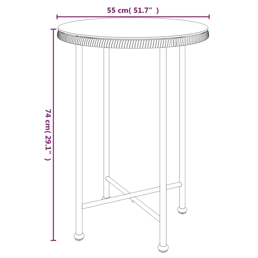 Table de salle à manger Noir Ø55 cm Verre trempé et acier - 6