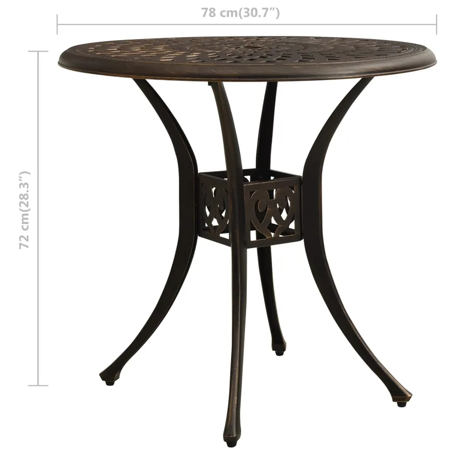 Table de jardin Bronze 78x78x72 cm Aluminium coulé - 6