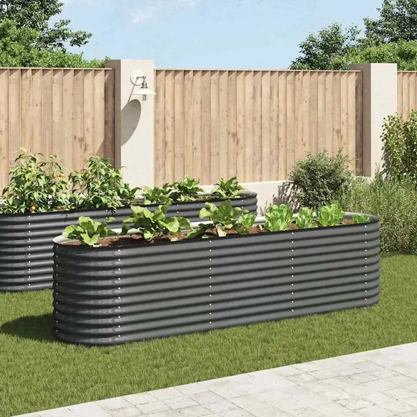 Lit surélevé de jardin 320x80x81 cm Acier galvanisé Gris