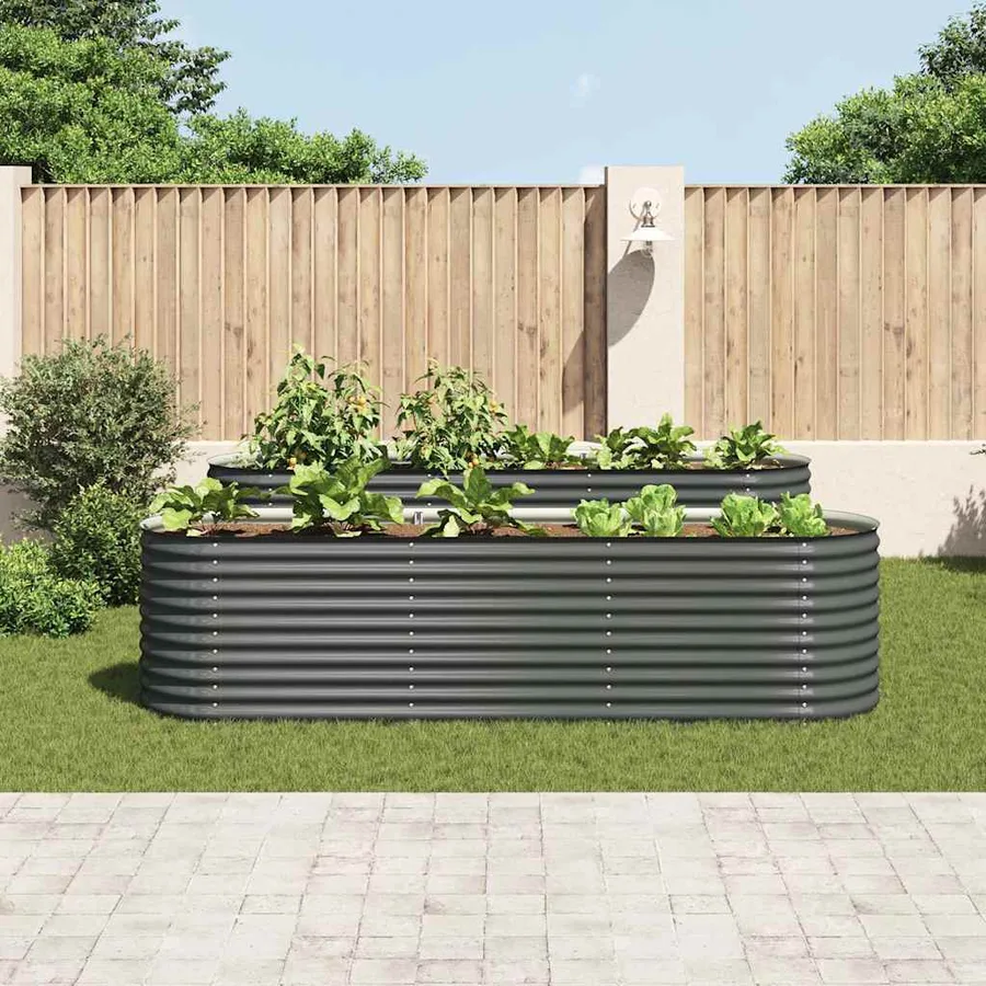 Lit surélevé de jardin 320x80x81 cm Acier galvanisé Gris - 3