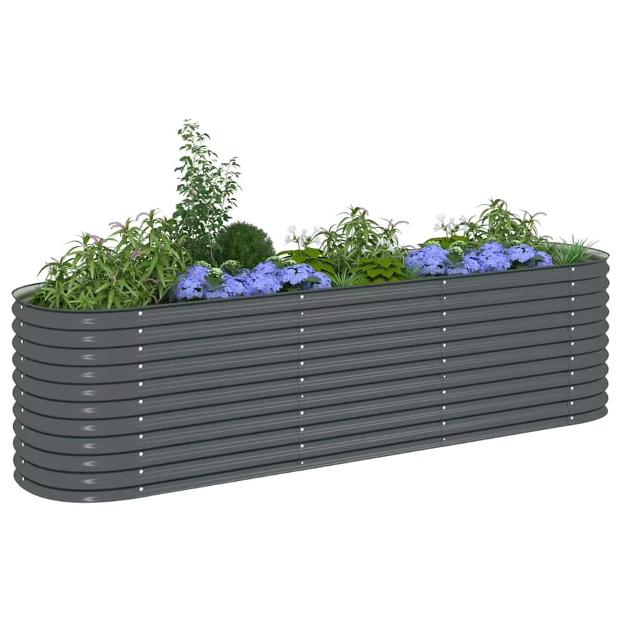 Lit surélevé de jardin 320x80x81 cm Acier galvanisé Gris - 4