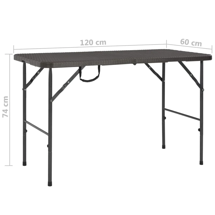 Table de jardin pliante Marron 120x60x74cm PEHD Aspect de rotin - 6