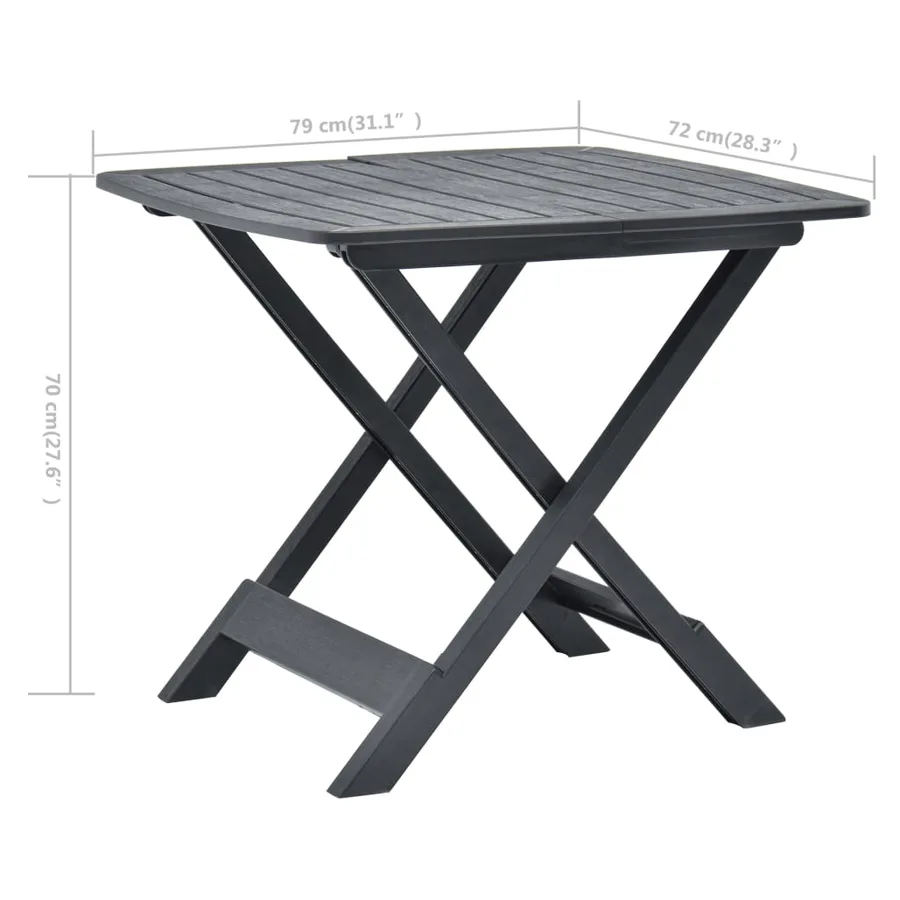 Table pliable de jardin Anthracite 79x72x70 cm Plastique - 6