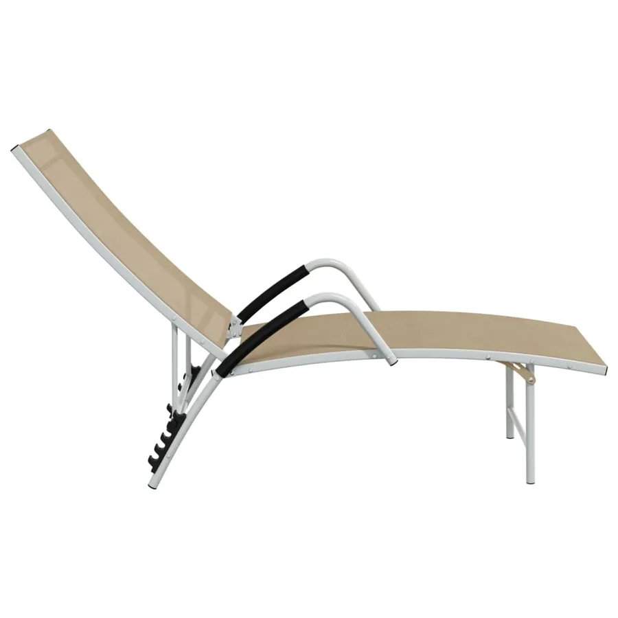 Chaise longue textilène et aluminium noir - 11