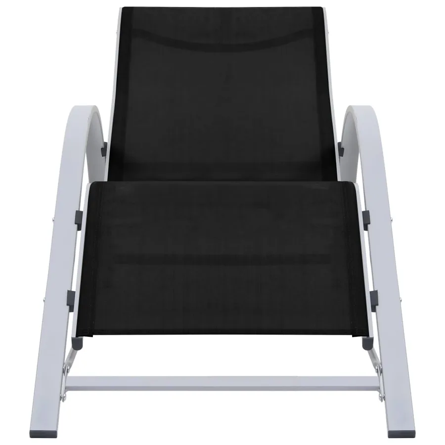 Chaise longue textilène et aluminium noir - 2