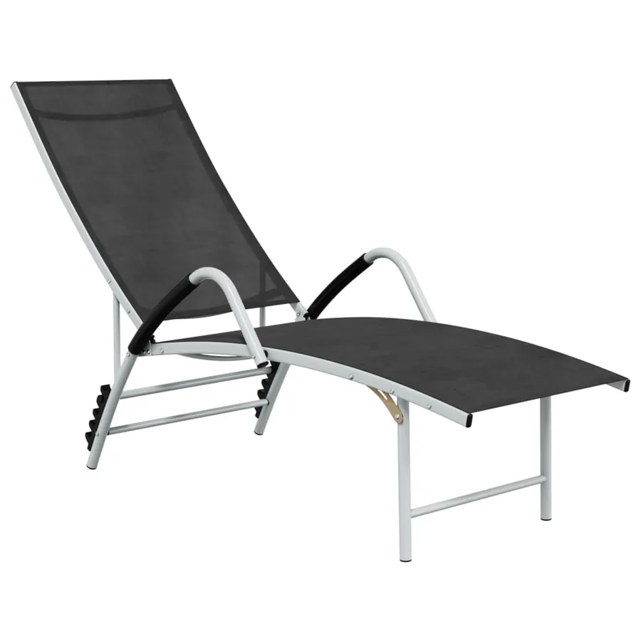 Chaise longue textilène et aluminium noir - 23