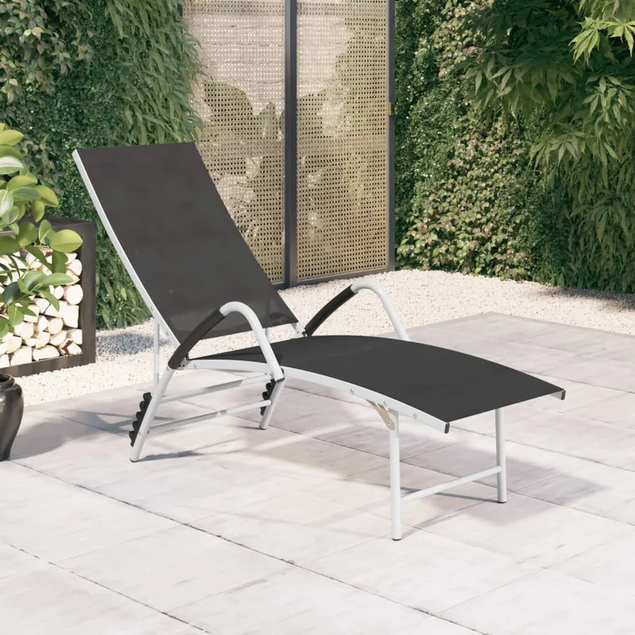 Chaise longue textilène et aluminium noir - 24