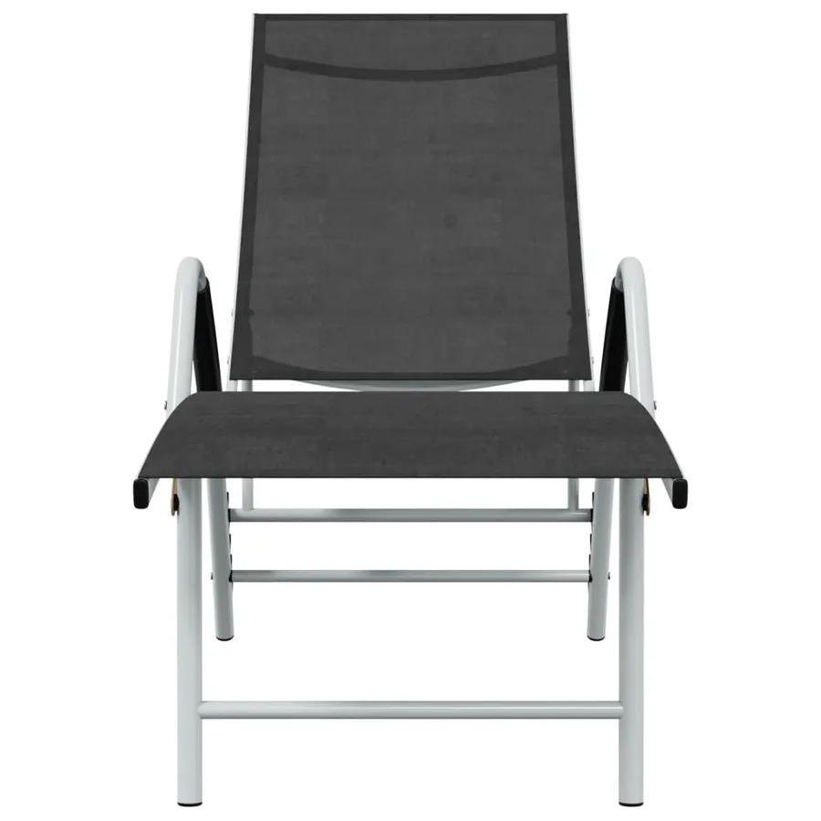 Chaise longue textilène et aluminium noir - 25