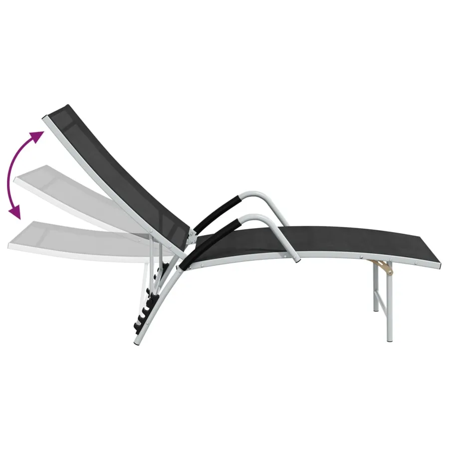 Chaise longue textilène et aluminium noir - 28