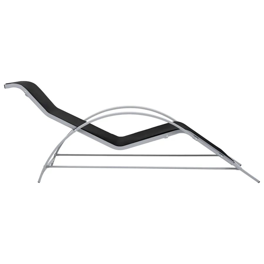 Chaise longue textilène et aluminium noir - 3