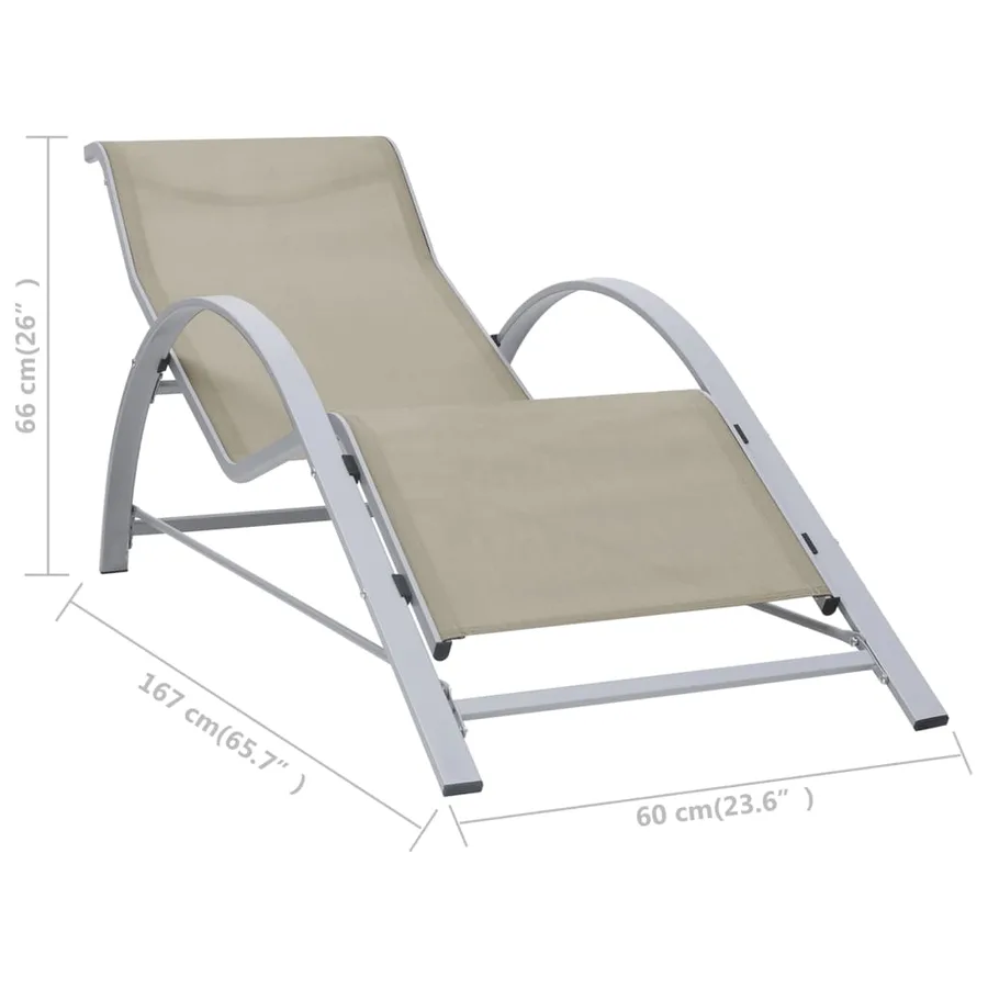 Chaise longue textilène et aluminium noir - 37